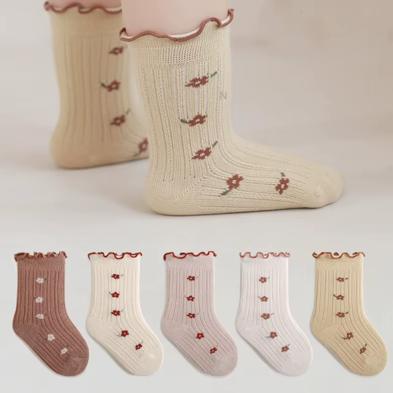Calcetines de encaje floral para niña – Algodón suave - imagen 3