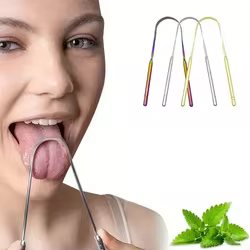 Cepillo dental y raspador de lengua en acero inoxidable, forma U