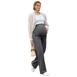 Pantalones premamá de yoga con cintura elástica y bolsillos