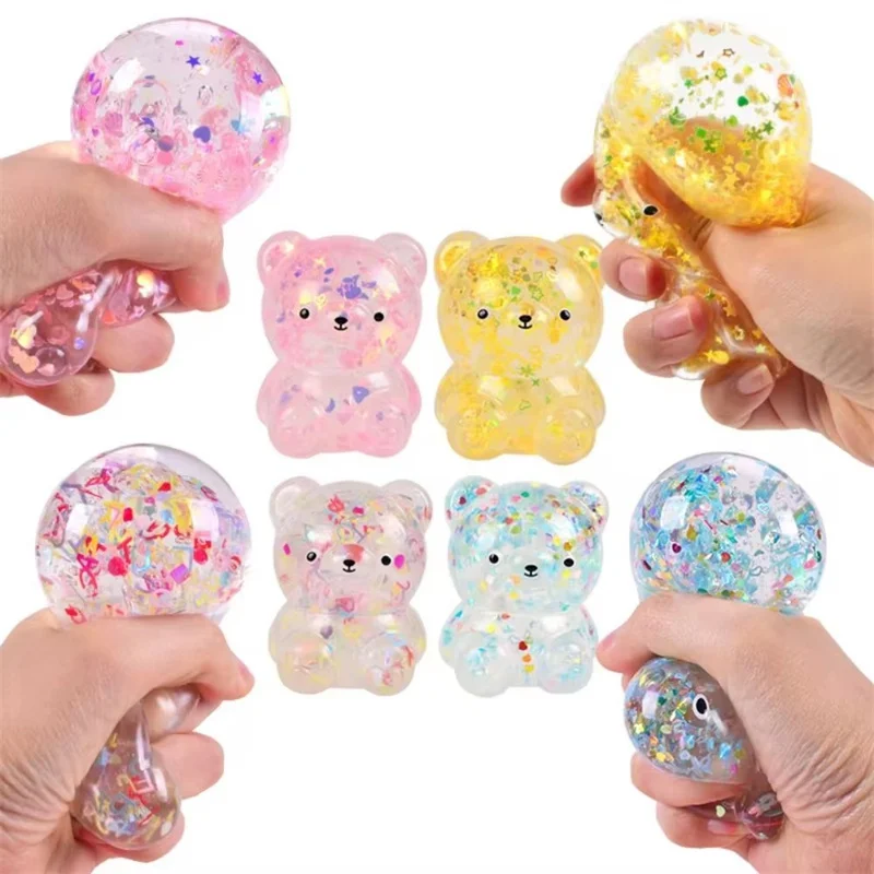 Oso de peluche con lentejuelas – juguete antiestrés para niños - imagen 2