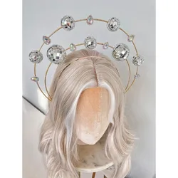 Diadema plateada con bola luminosa para sesiones de fotos y fiesta
