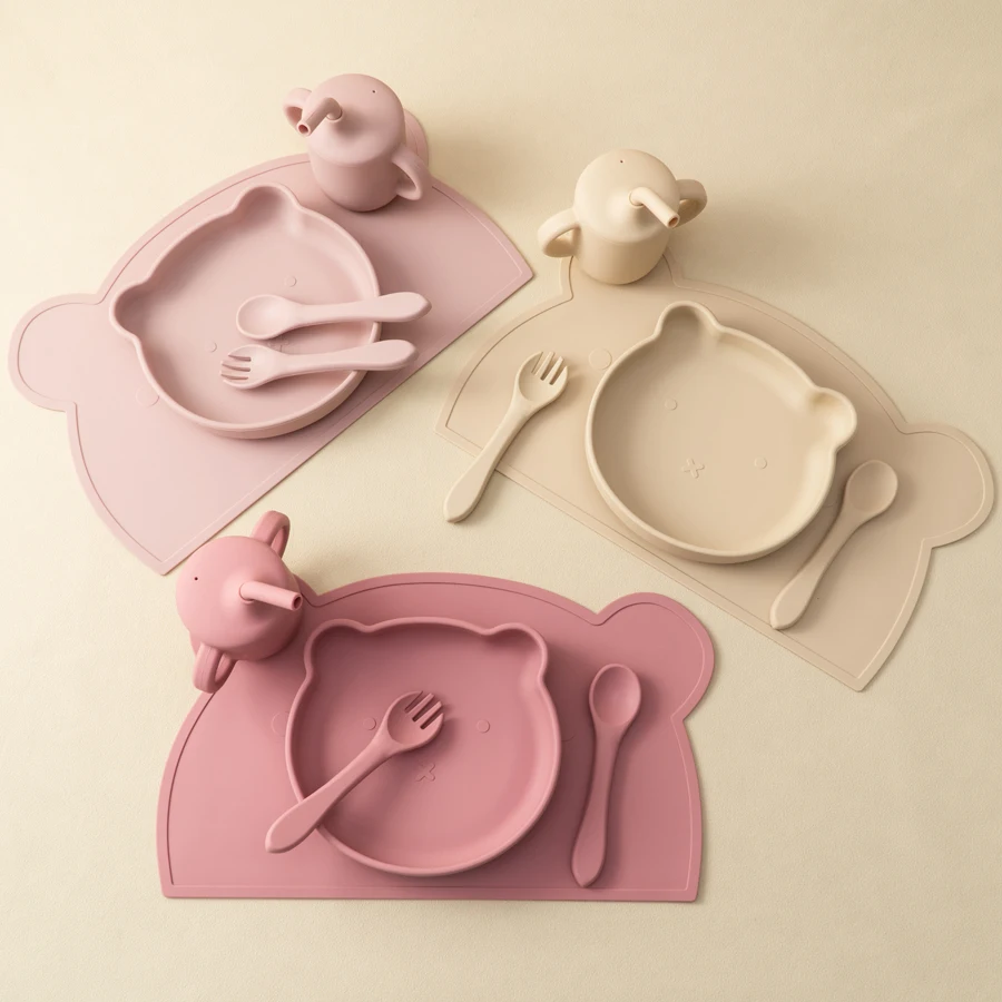 Vajilla de silicona para bebé: set cena con cuenco, plato y cubiertos - imagen 3