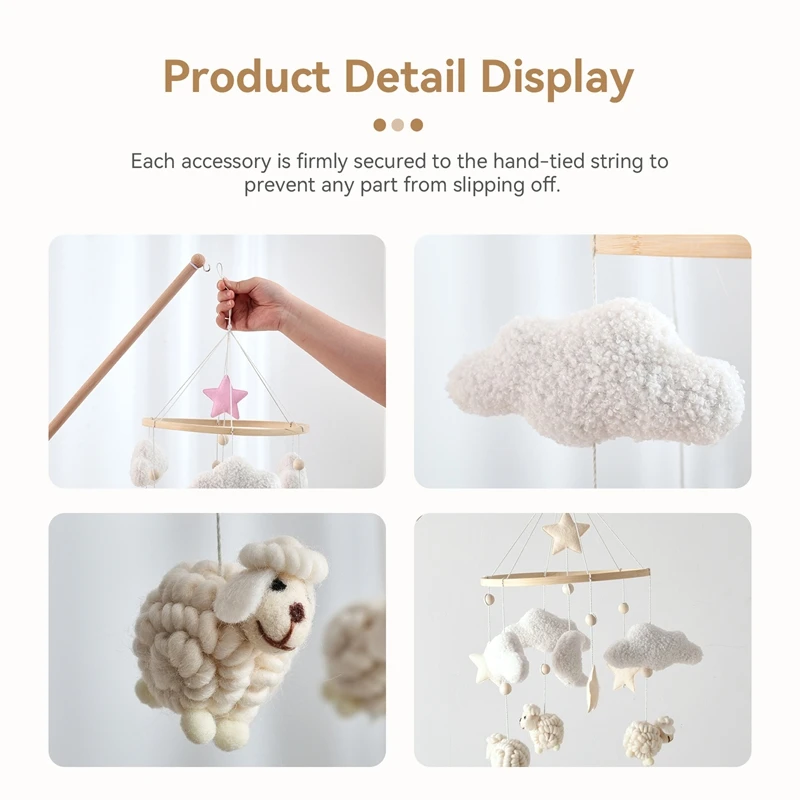 Alpaca redonda Montessori con textura suave y colgantes de nubes