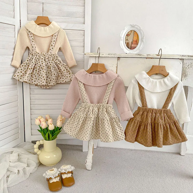 Falda con tirantes Milangel – Estampado floral para bebé