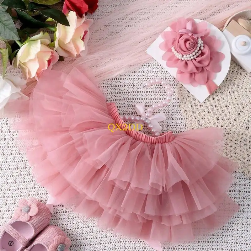 Vestido de tul con lazo y diadema para sesión de fotos bebé