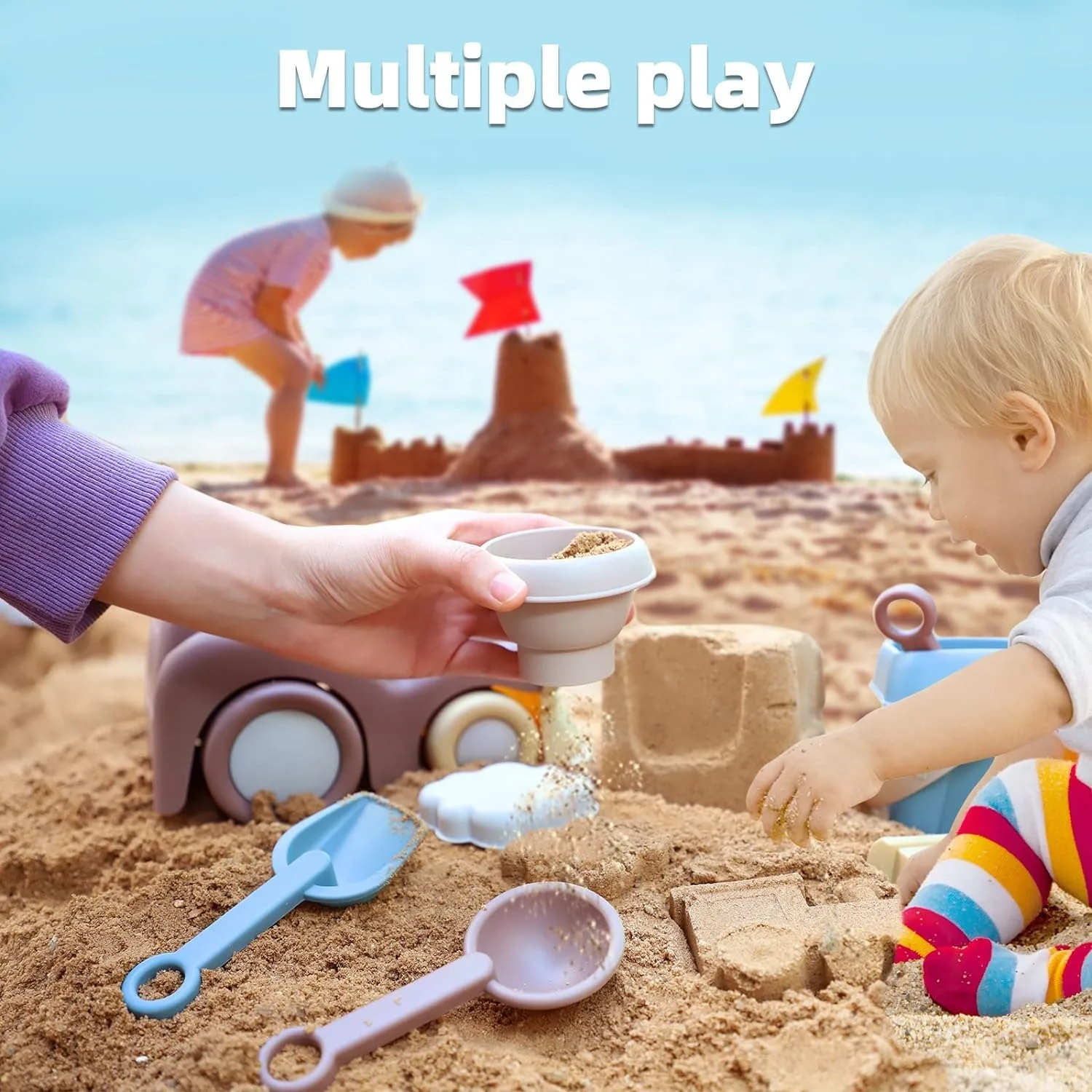 Set de juguetes de playa para niños – Cubo, pala y castillo de arena - imagen 5