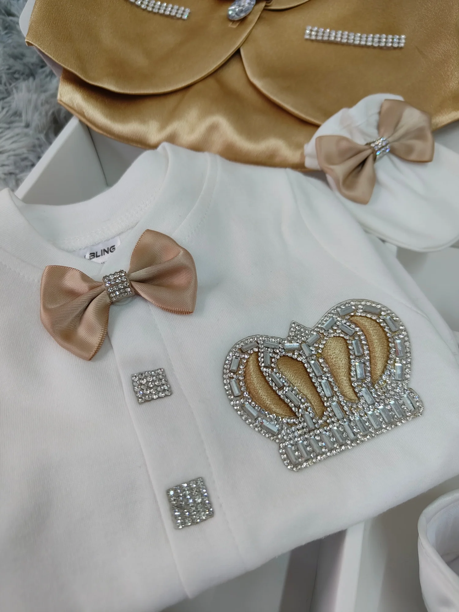 Traje de bautizo bebé príncipe de algodón con chaleco blanco - imagen 4