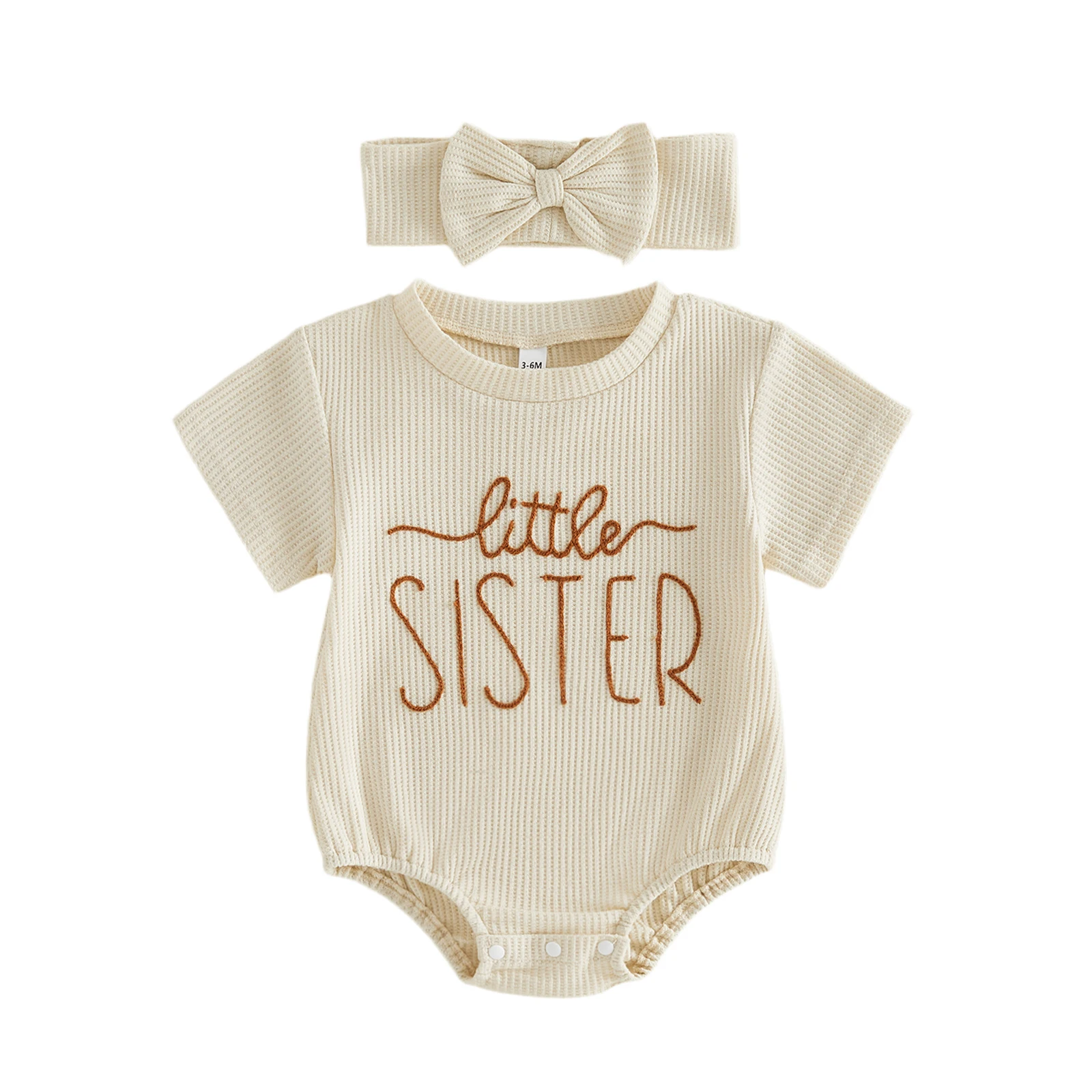 Conjunto recién nacida niña verano mono manga corta cuello redondo - imagen 2