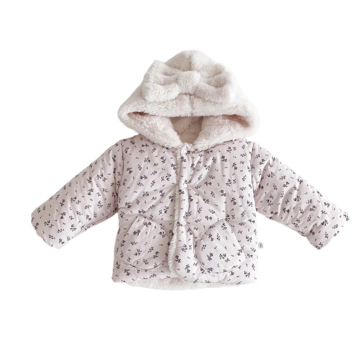 Chaqueta acolchada infantil con capucha y forro polar