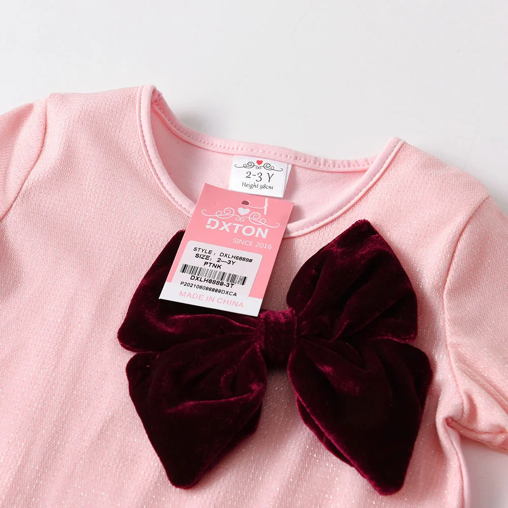 DXTON Vestido de princesa con lazo para niña – manga larga otoño