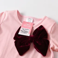DXTON Vestido de princesa con lazo para niña – manga larga otoño