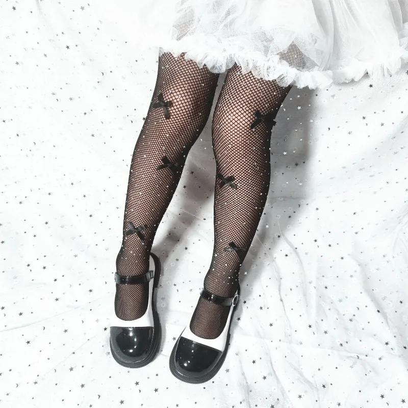 Medias de rejilla con diamantes brillantes para niños y niñas - imagen 4