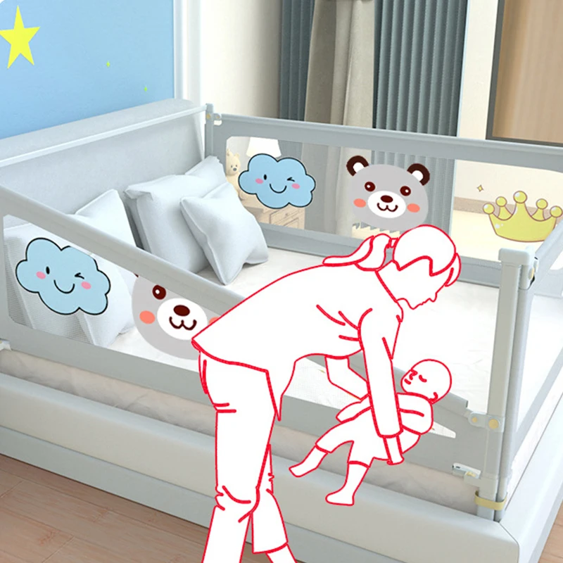 IMBABY Barandilla de cama elevable con protectores lavables ajustables - imagen 4