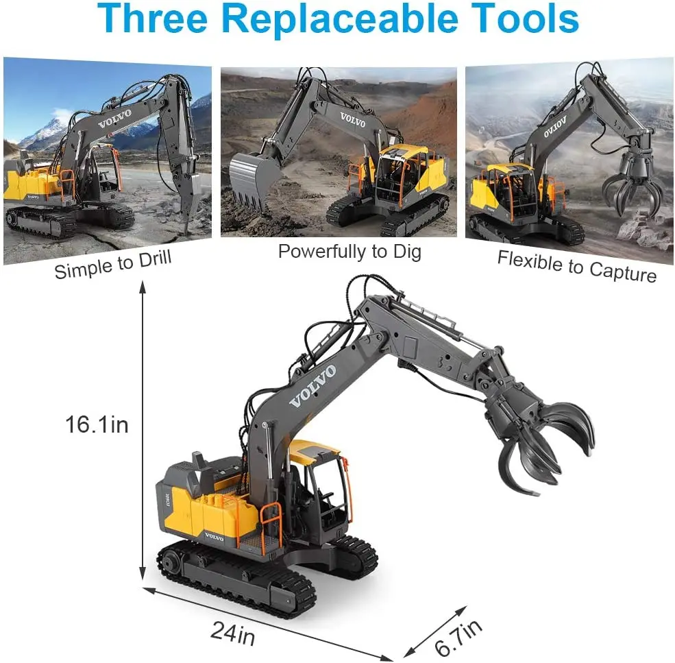 Excavadora radiocontrol de aleación 3 en 1 – Modelo ingeniería - imagen 3