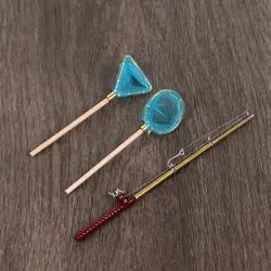 Accesorios para casa de muñecas: caña de pescar en miniatura