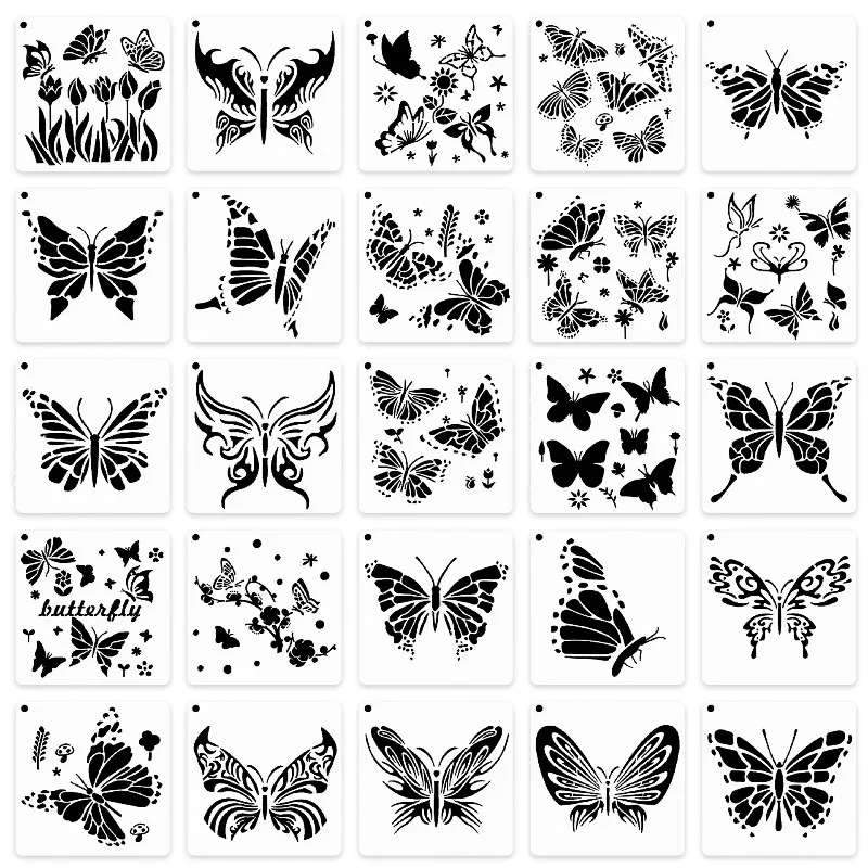 Set de 25 plantillas de mariposa para manualidades y pintura - imagen 2