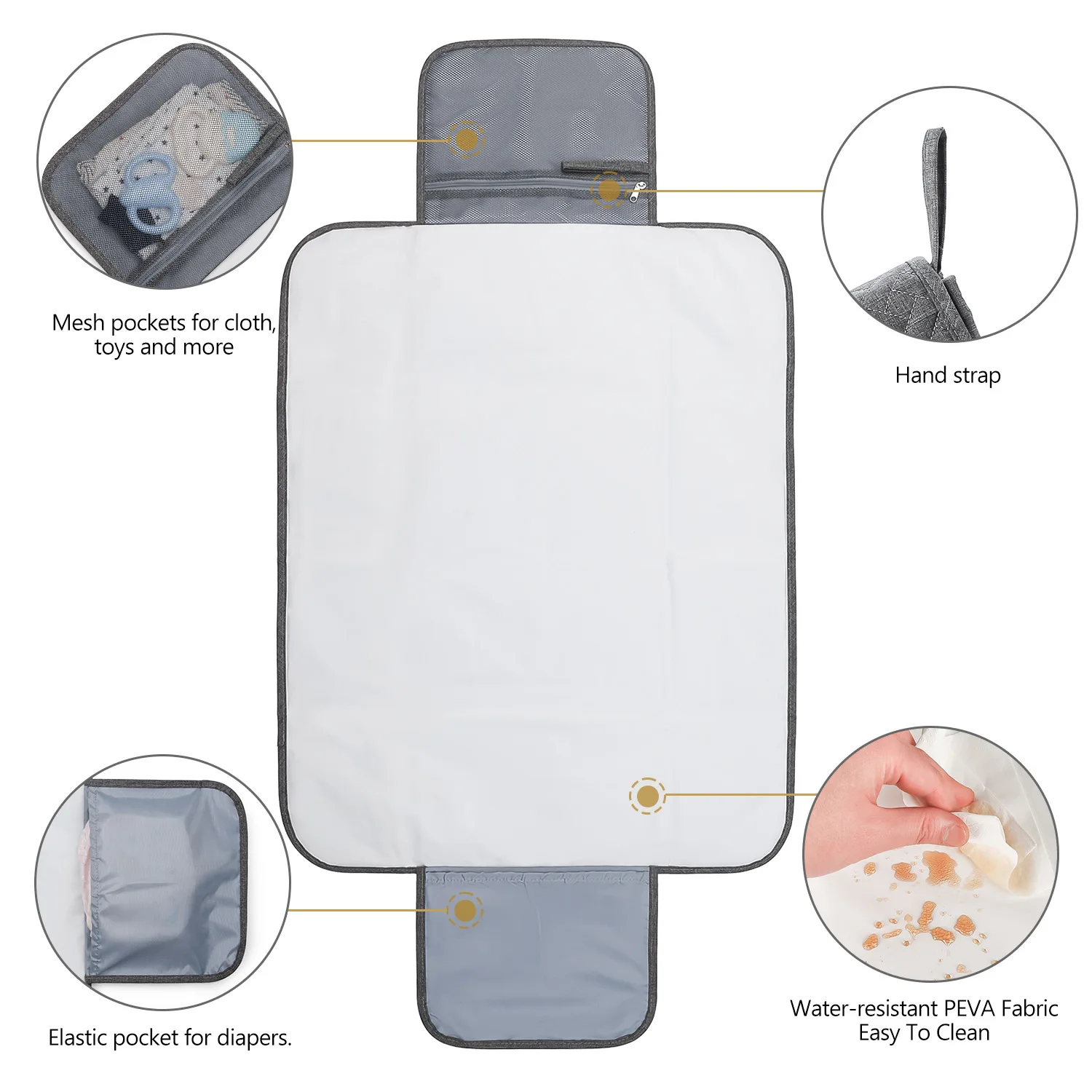 Colchoneta cambiador impermeable plegable con bolsillo - imagen 2
