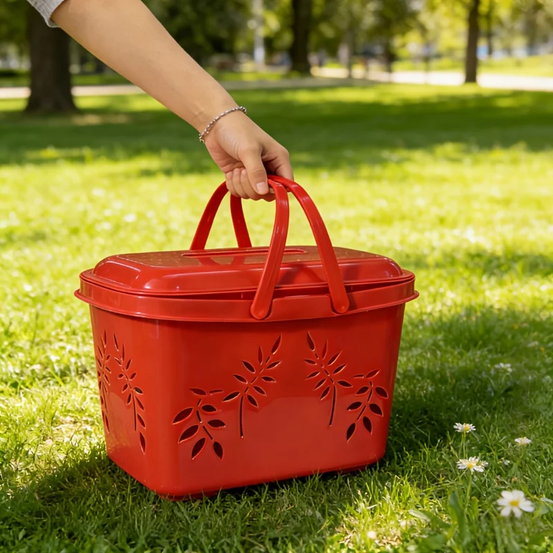 Cesta de la compra de plástico con asas, resistente y práctica - imagen 3