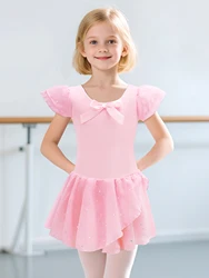 Leotardos de ballet brillantes para niñas con falda de tutú