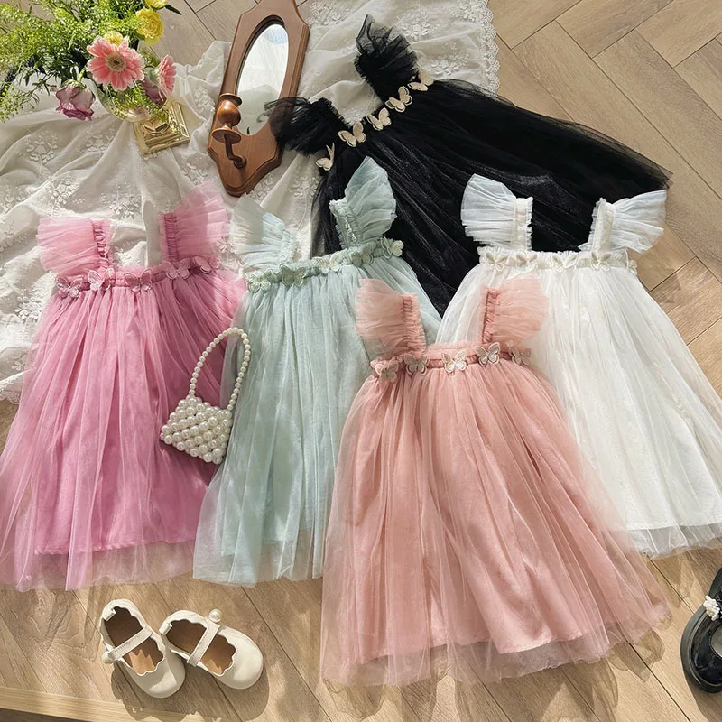 MILANCEL Vestido de malla veraniego para niña – Mariposa 3D tutú