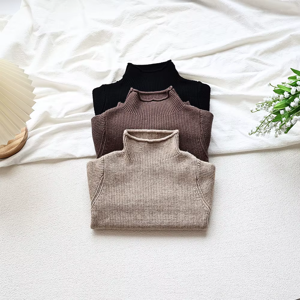 MILANCEL Suéter de punto cuello alto para niños y niñas - imagen 4
