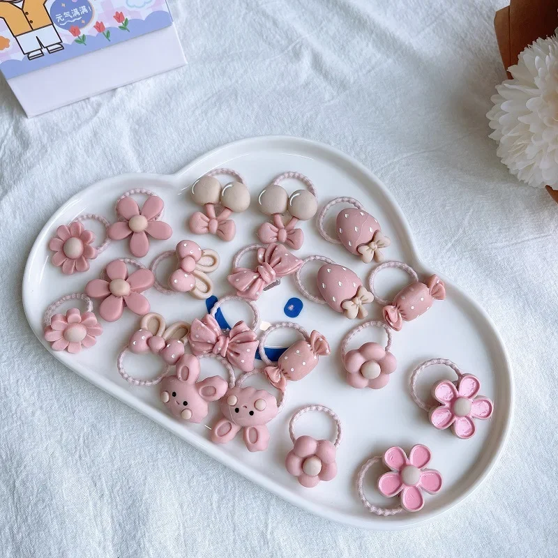 Bandas para el cabello bebé con flores y ositos – Mini aros elásticos - imagen 3