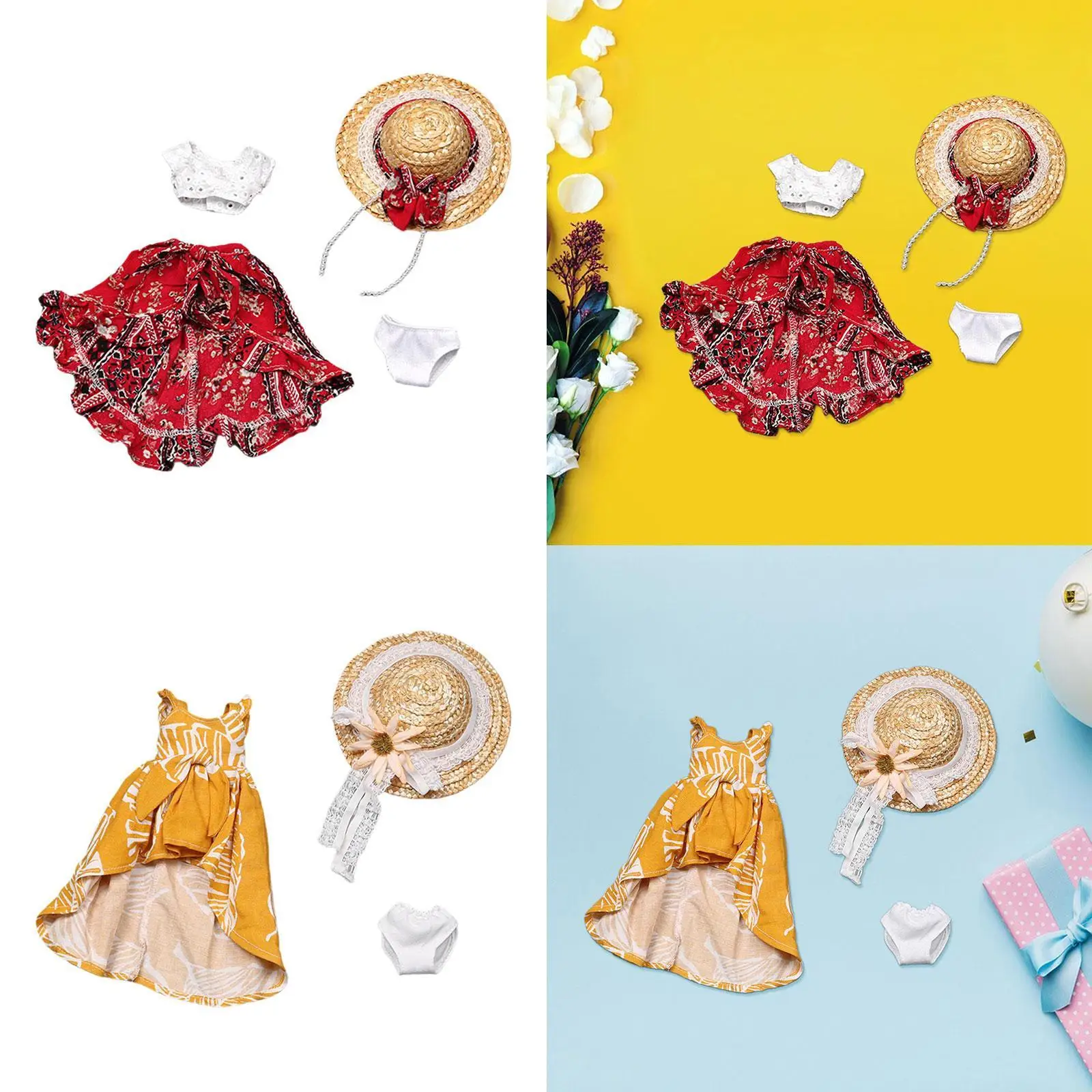 Conjunto de disfraz para muñeca con camiseta, falda y sombrero