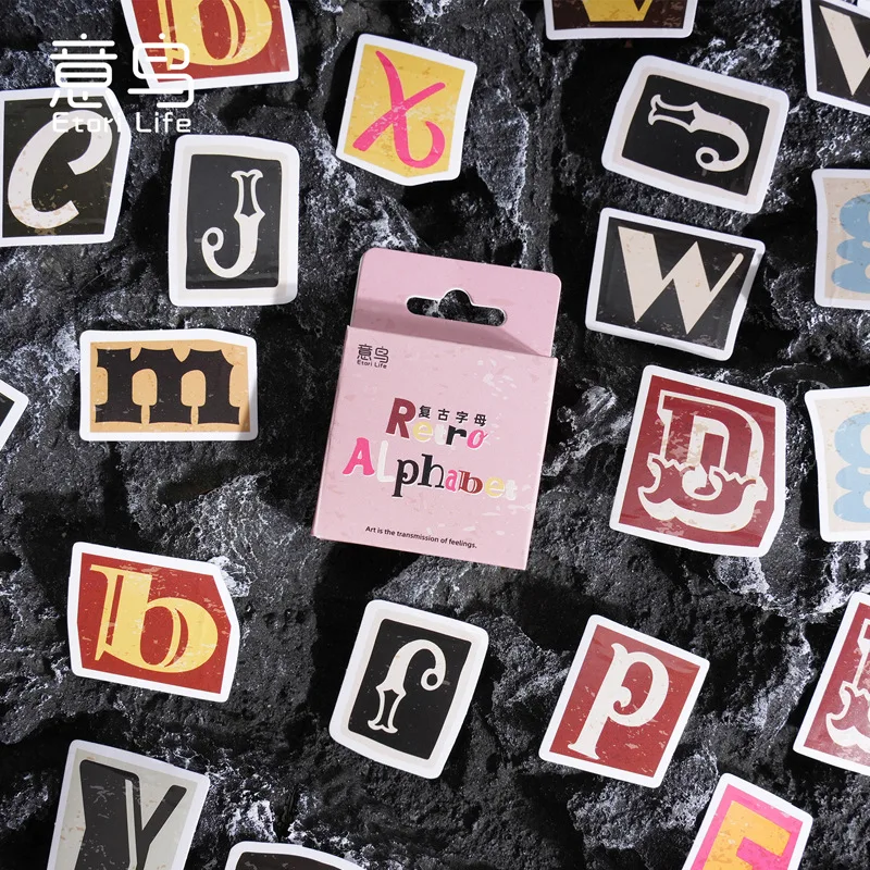 Pegatinas de letras vintage para álbum de recortes y manualidades - imagen 3