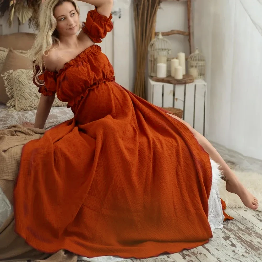 Vestido de embarazo bohemio en lino cómodo estilo vintage - imagen 2