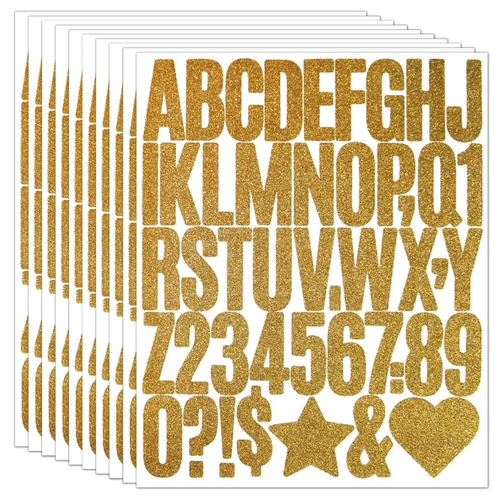Pegatinas de letras con brillantina dorada y estrellas para decoración - imagen 3
