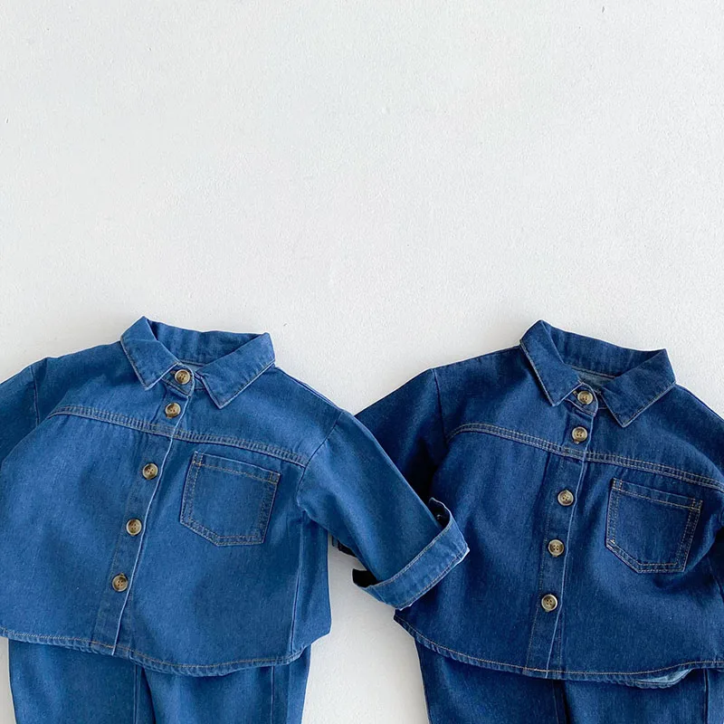 MILANCEL conjunto vaquero de otoño para niños con bolsillo