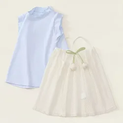 Conjunto verano niña blusa algodón sin mangas y vestido princesa