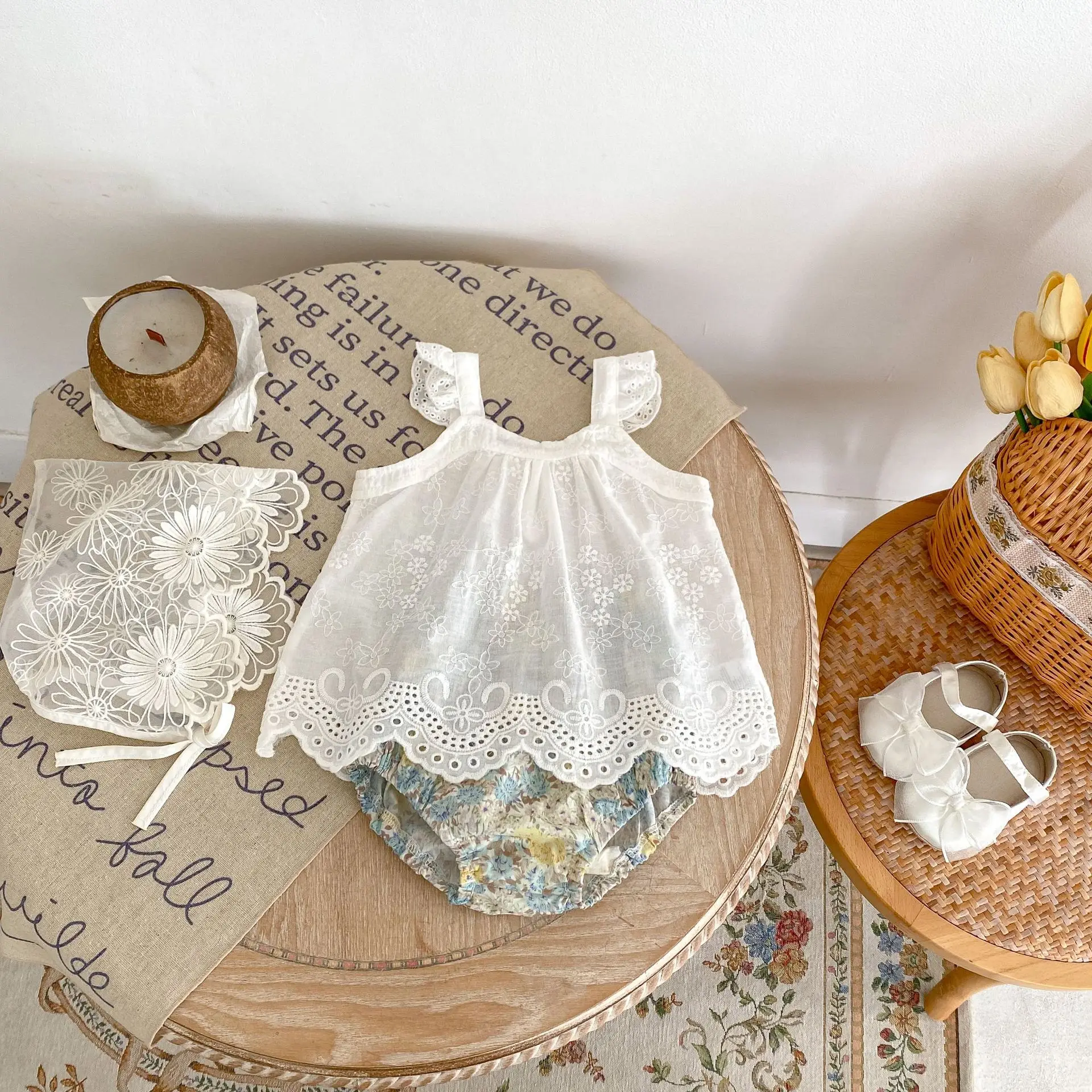 Milangel conjunto de verano para niña con volantes y shorts florales