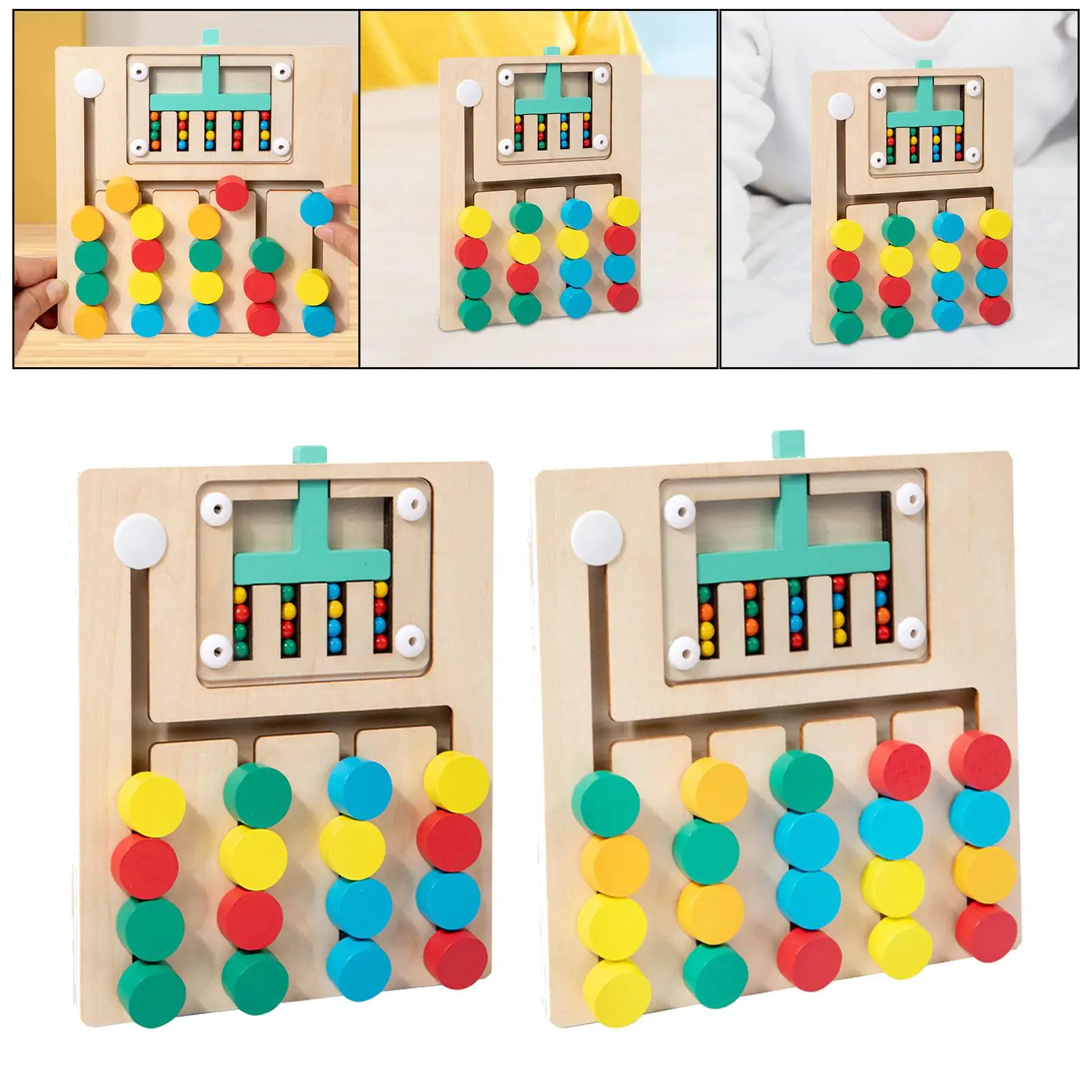 Rompecabezas deslizante de madera para motricidad fina en colores - imagen 5