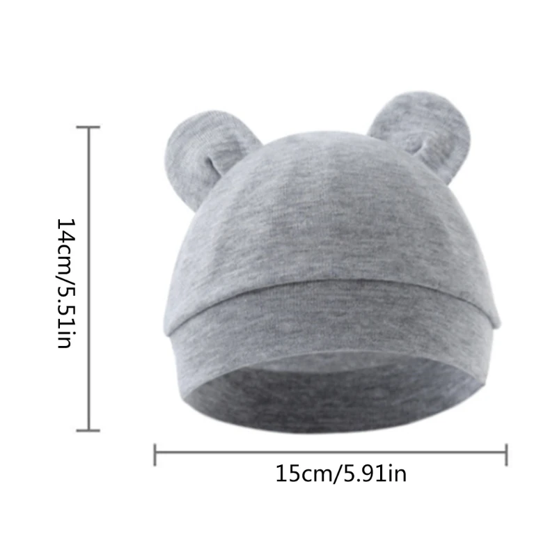 Gorro de algodón para bebé con orejas de oso