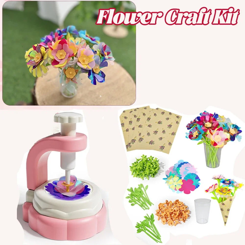 Kit de manualidades floral con botones y florero en fieltro