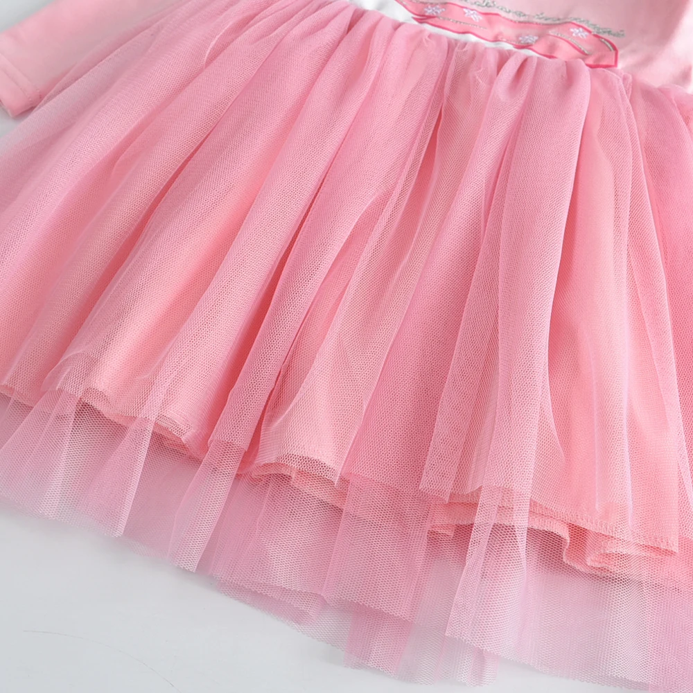 DXTON vestido unicornio rosa de tul para niña, fiesta princesa - imagen 3