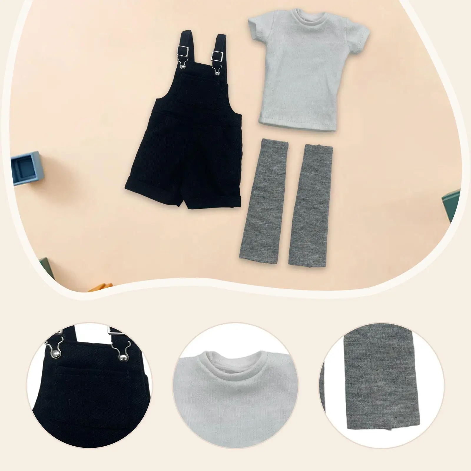 Conjunto de ropa para muñeco de acción con peto corto y calcetines - imagen 2