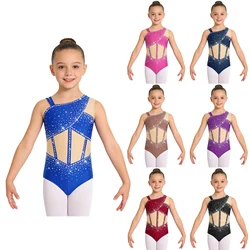 Body de danza clásica para niñas con strass brillante sin mangas