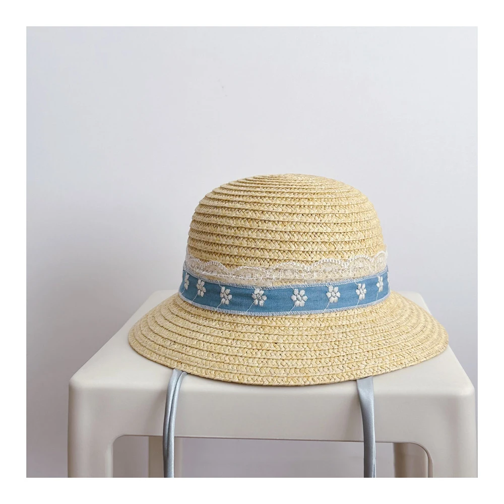 MILANCEL sombrero de paja infantil protección solar verano con flores - imagen 4