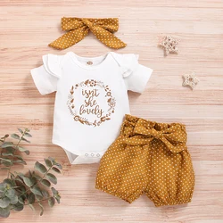 Conjunto neonatal niña – Pelele y pantalón de lunares con diadema