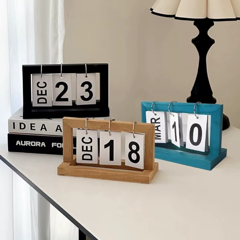 Calendario de escritorio en madera minimalista estilo INS para oficina - imagen 3