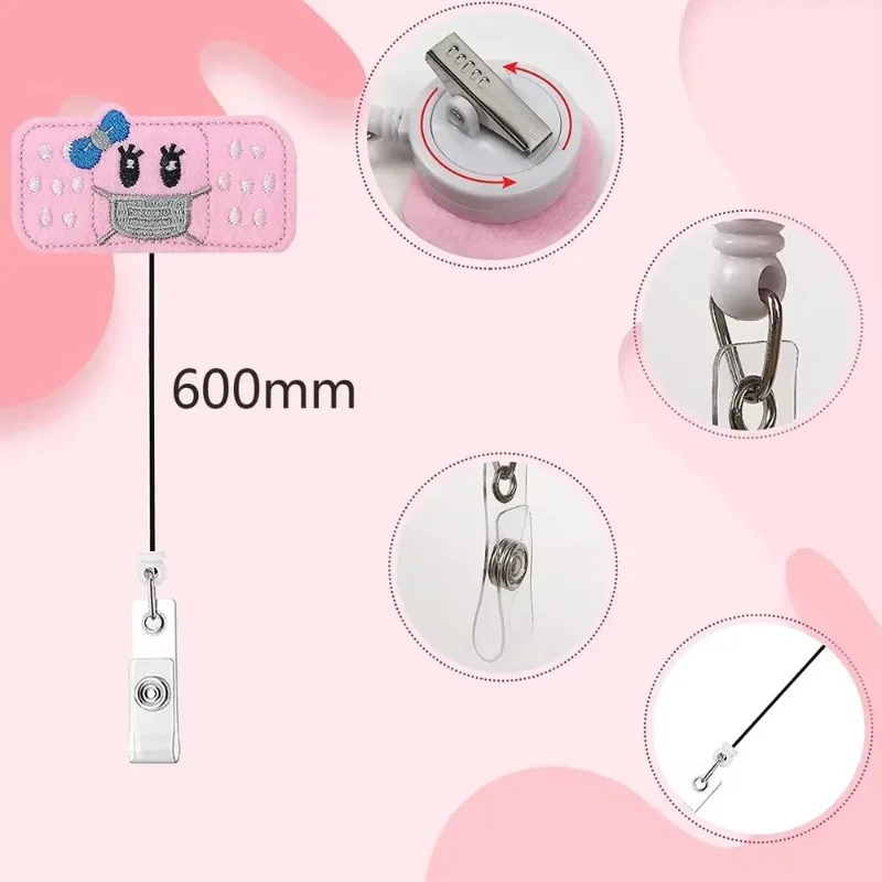 Portacarnés retráctil de fieltro con diseño enfermera para niños - imagen 3