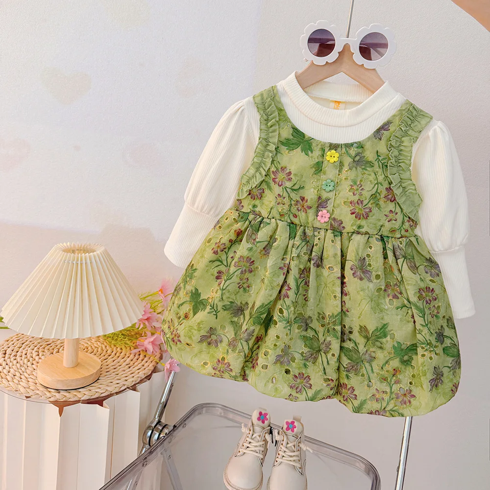 Vestido floral manga larga para niña – Estilo princesa - imagen 4
