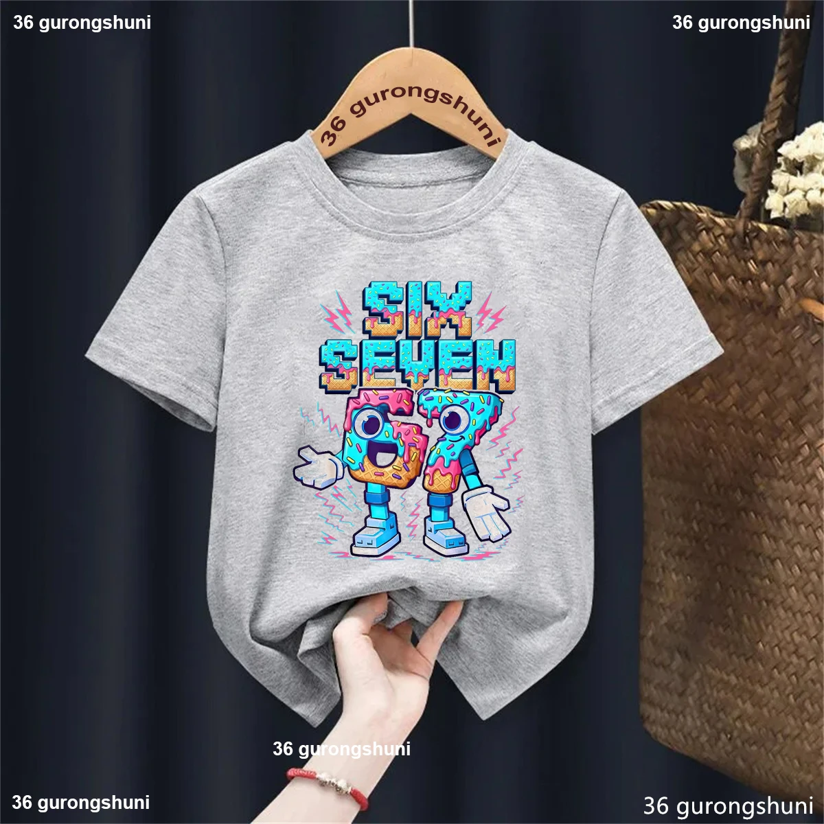 Camiseta italiana con helado brainrot Six Seven para niños - imagen 3