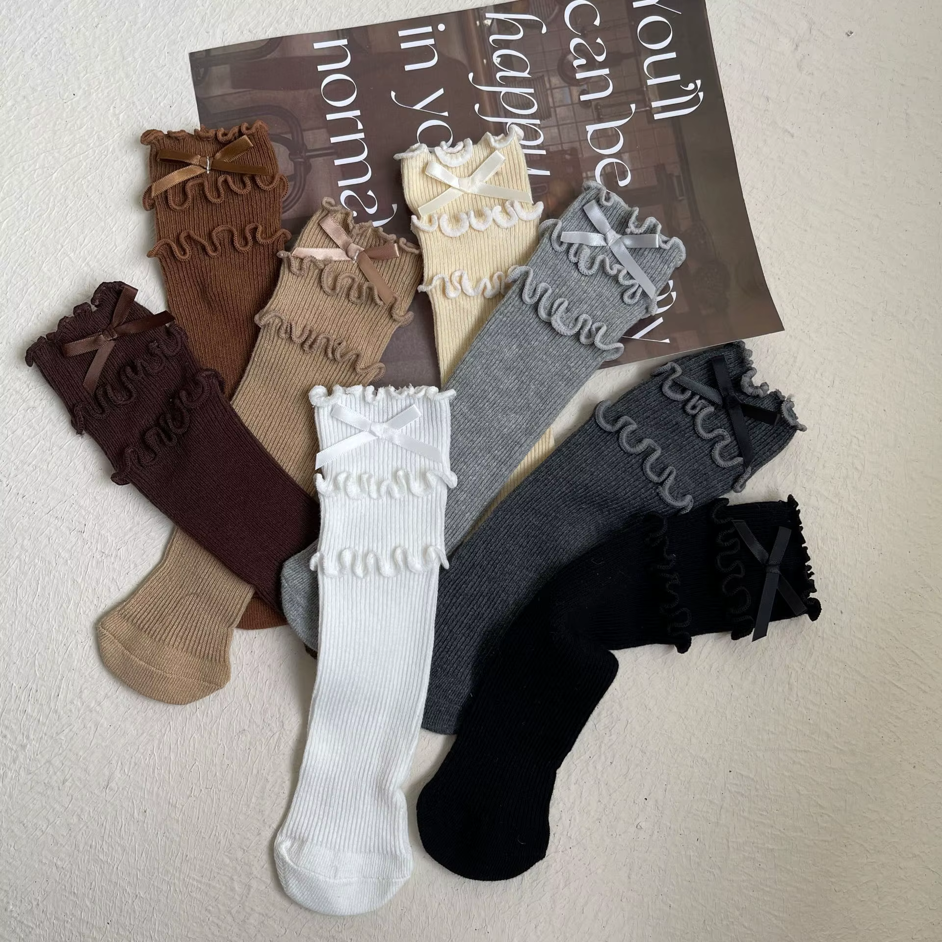 Calcetines de media pantorrilla con lazo para niña – Algodón suave - imagen 5