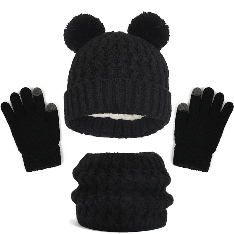 Gorro de invierno tejido para bebé con bufanda y guantes - imagen 4