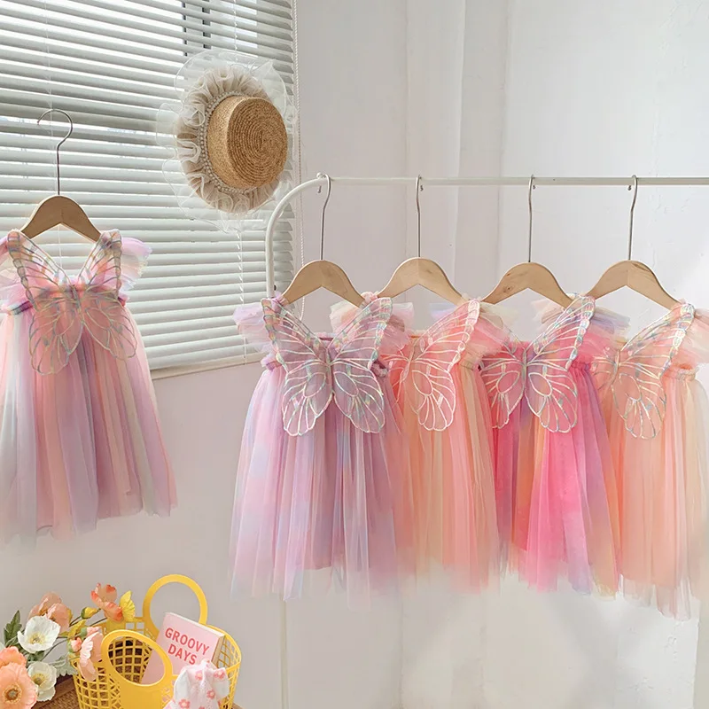 Vestido arcoíris sin mangas para niñas - Cómodo y suave, para diario - imagen 4