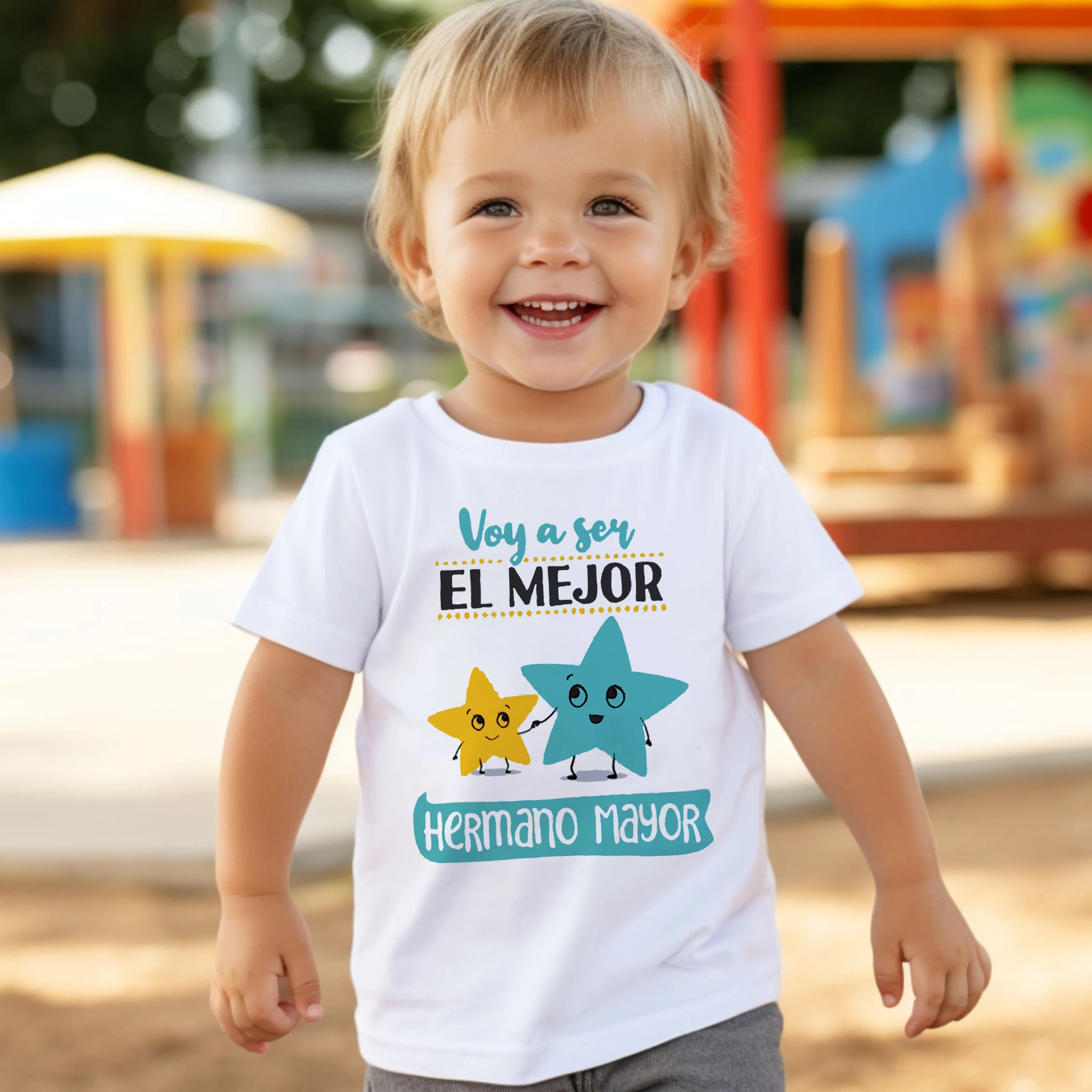 Camiseta estampado español niño – Anuncio embarazo hermano mayor