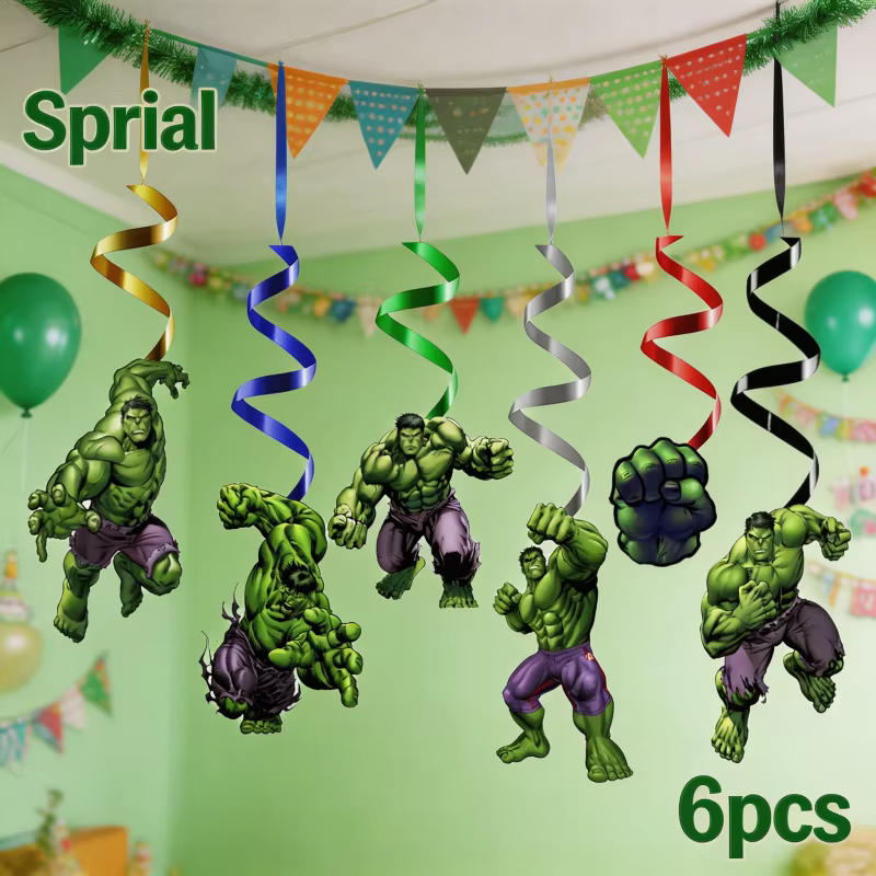 Hulk decoración de cumpleaños con adornos espirales colgantes - imagen 5